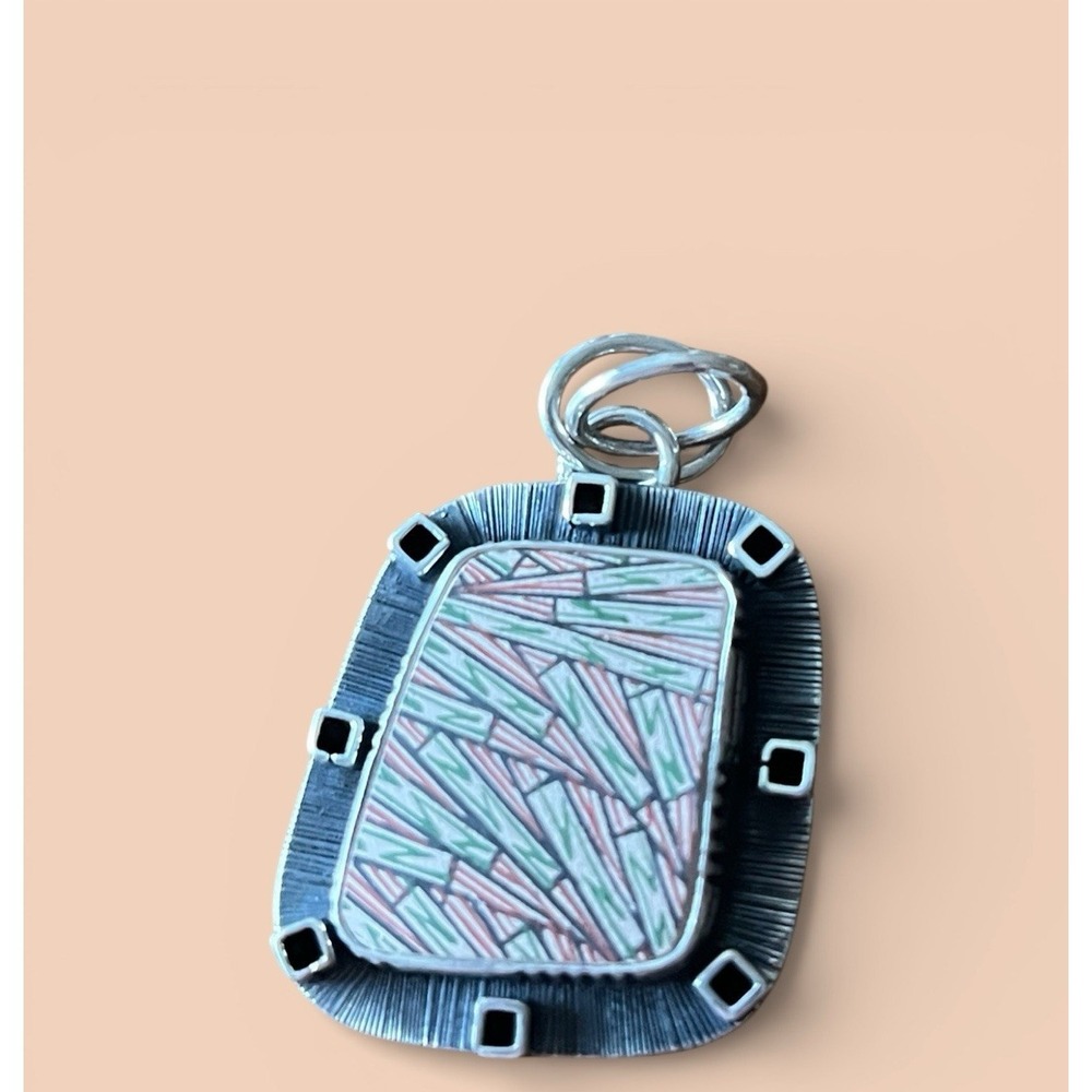Mata‎ Ortiz Shard Pendant Sterling Silver Agustin Torres Jewelry Mexican Ceramic